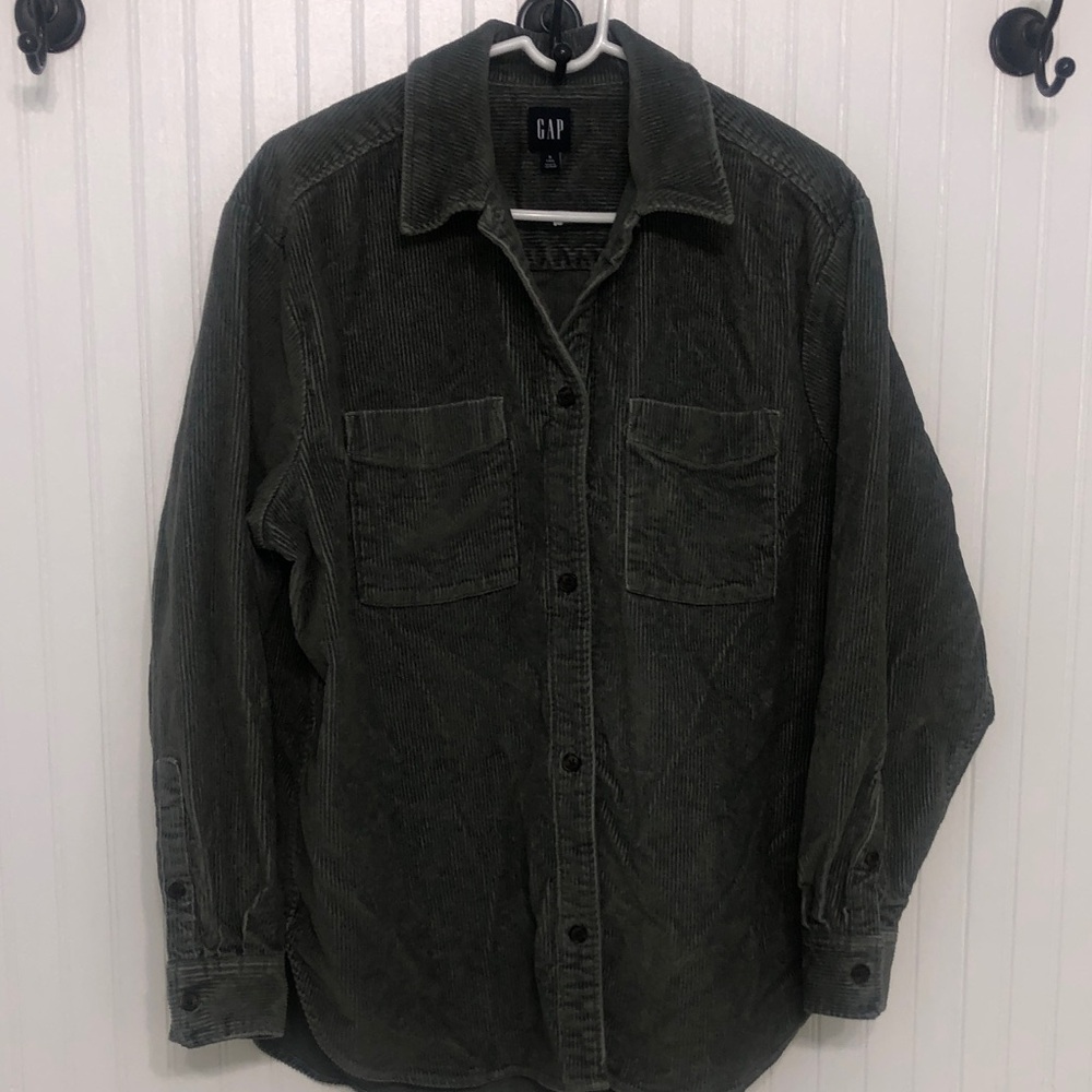 GAP SmTall CORDUROY BIG SHIRT Oversized Sage Green EUC